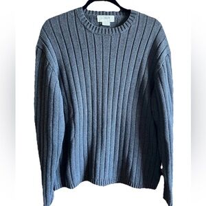 J. Crew Women XL Charcoal Ribbed Crewneck Sweater 100% Cotton